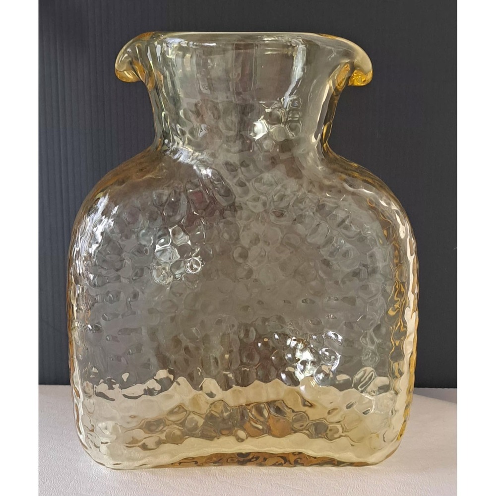 Citrine Yellow Double Spout Art Glass Water Bottle Pitcher Carafe